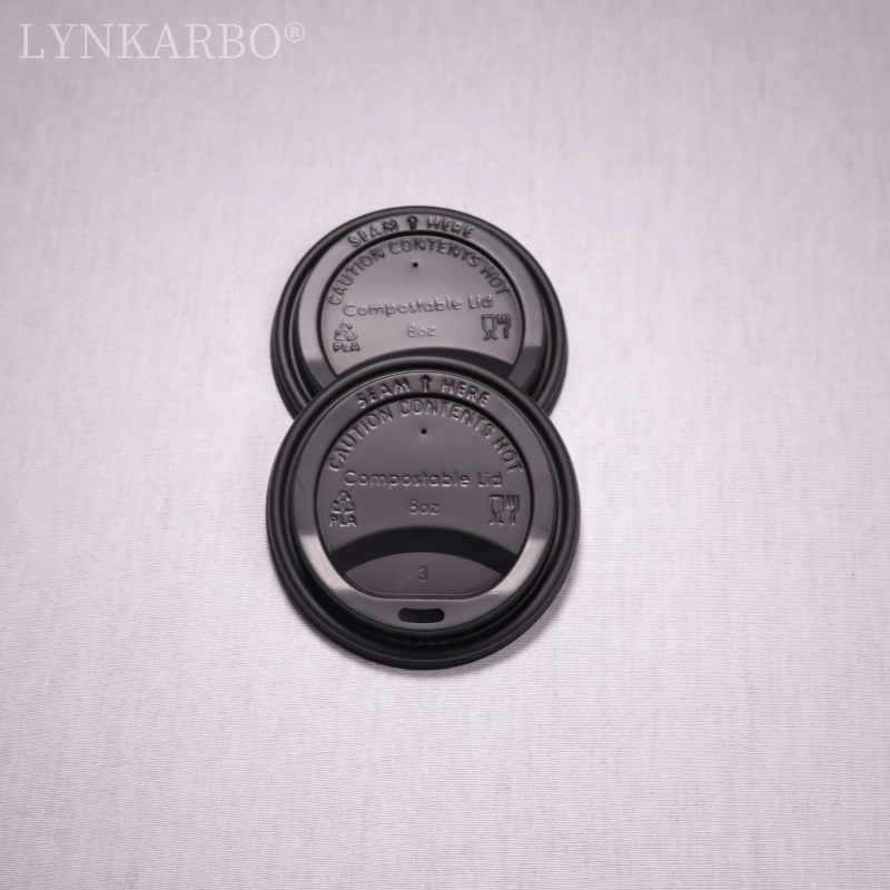 CPLA 80mm Minuman Terus Tudung Cawan Hitam